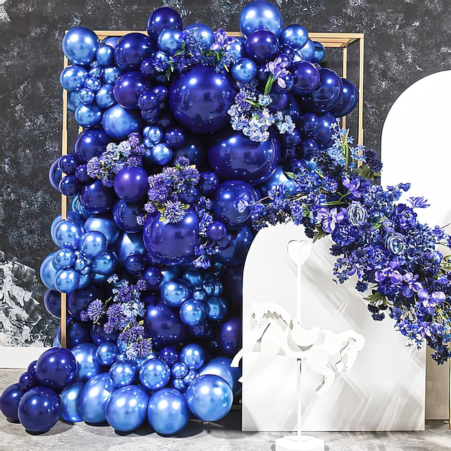 PartyWoo Metallic Blue Balloons - 140pcs Chrome Latex Balloons in 5-18 Inch Sizes for Celebrations