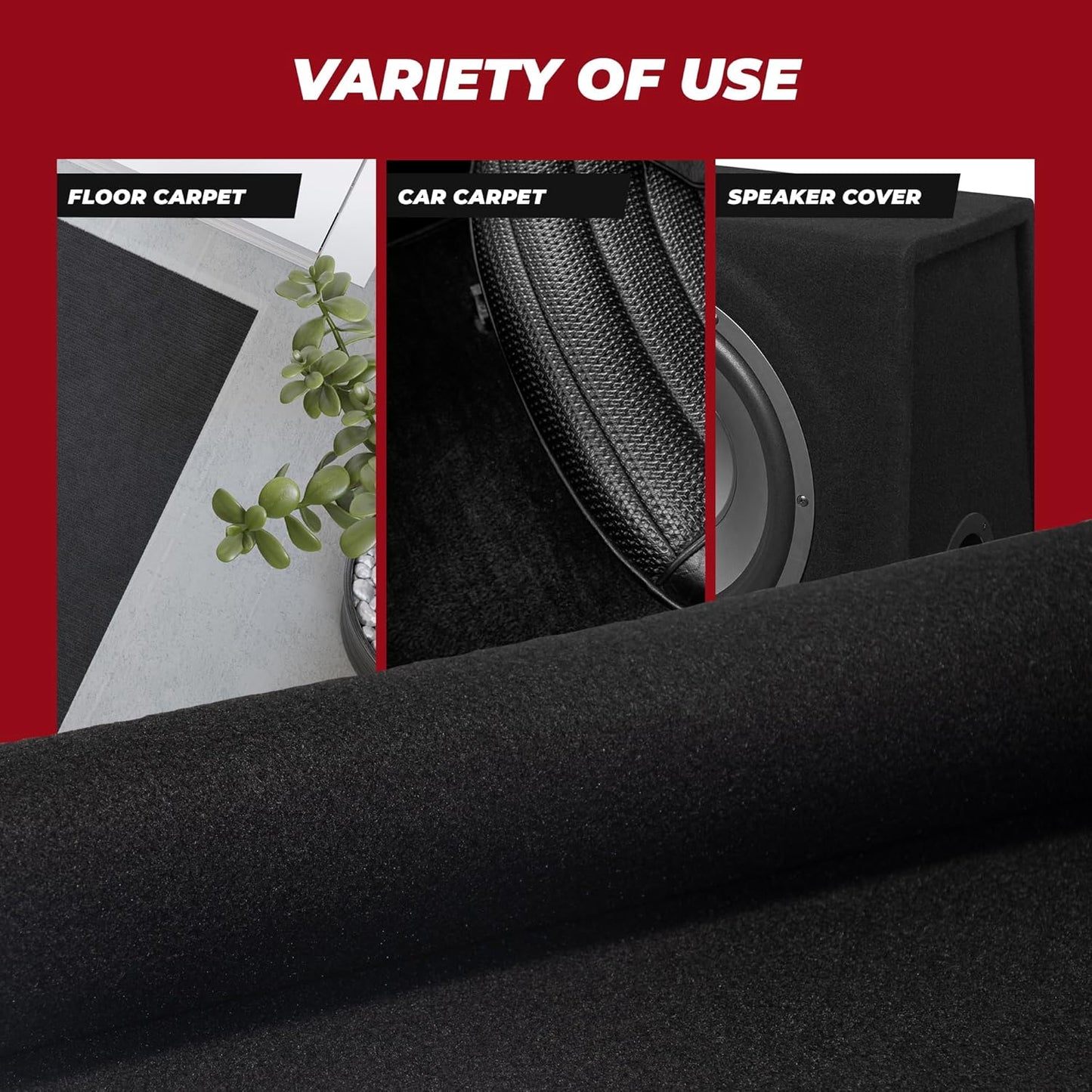 Bbox 72 inch (6 43 inch (3ft 7in) Black Carpet Non-Woven Febric | Length: ft.), Width: | for Speaker Sub Box Carpet