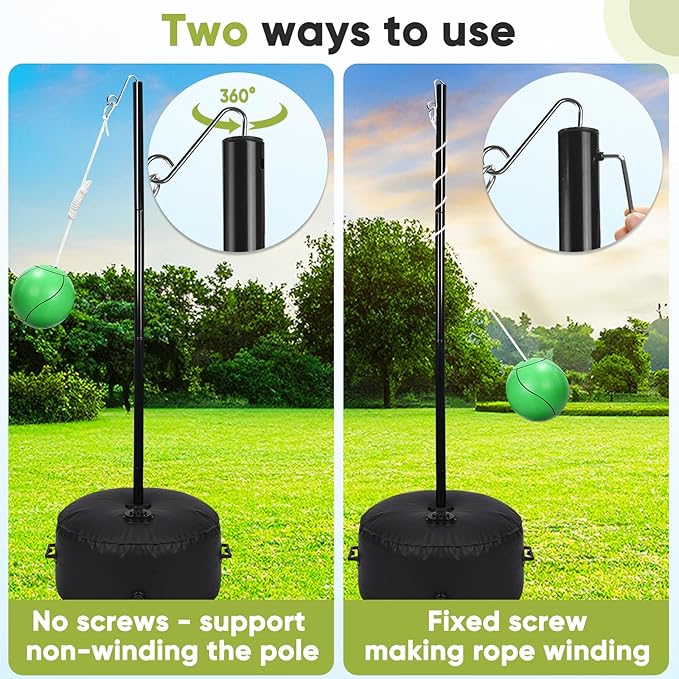 GADFISH Portable Tetherball Set with Ball and Rope, Adjustable Height Rack with Water Bag Base, Suitable for Adults & Kids Play in Indoor & Outdoor, Playground, Backyard