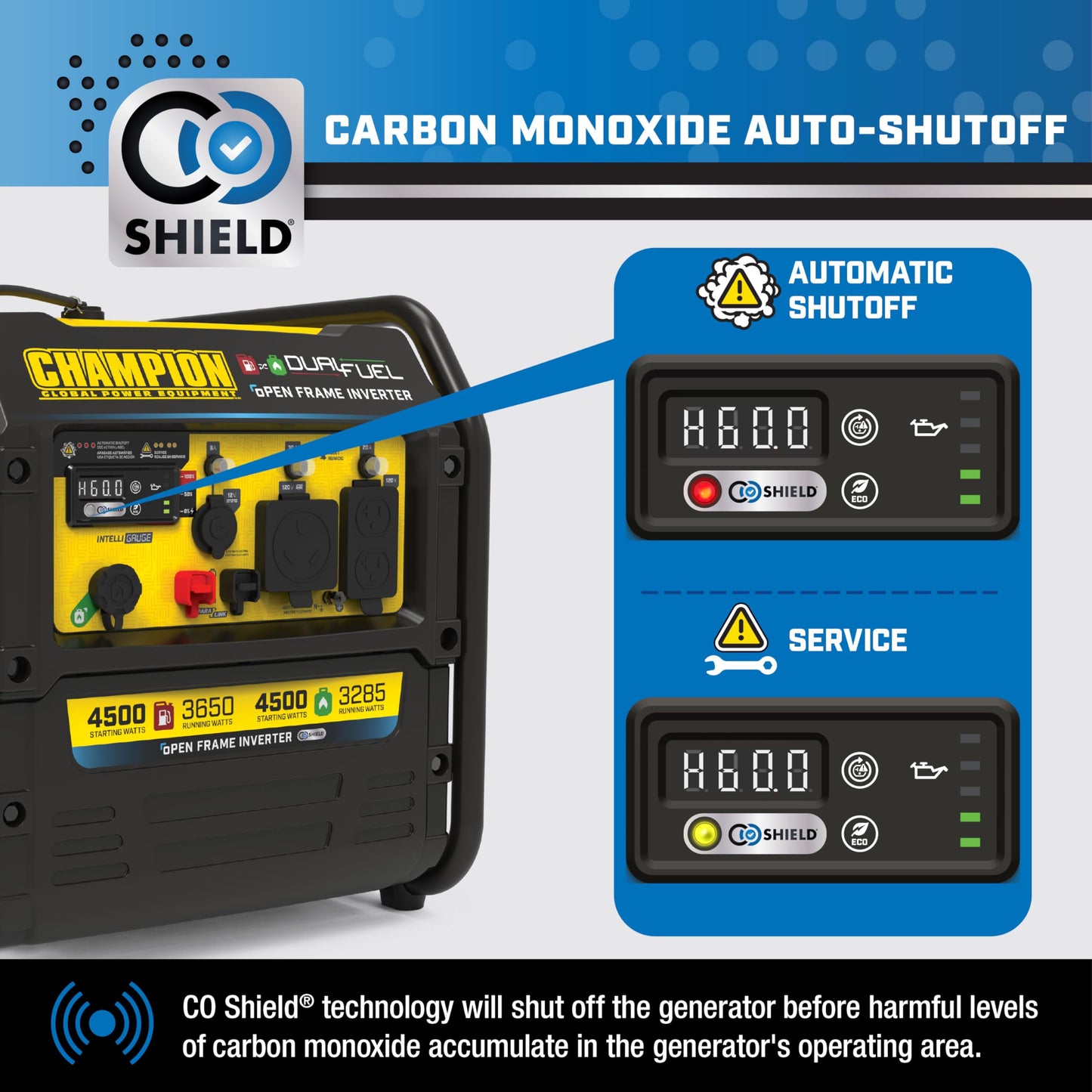 Champion Power Equipment 4,500-Watt Electric Start Dual Fuel RV Ready Portable Open Frame Inverter Generator with Quiet Technology and Free 3-Year Warranty