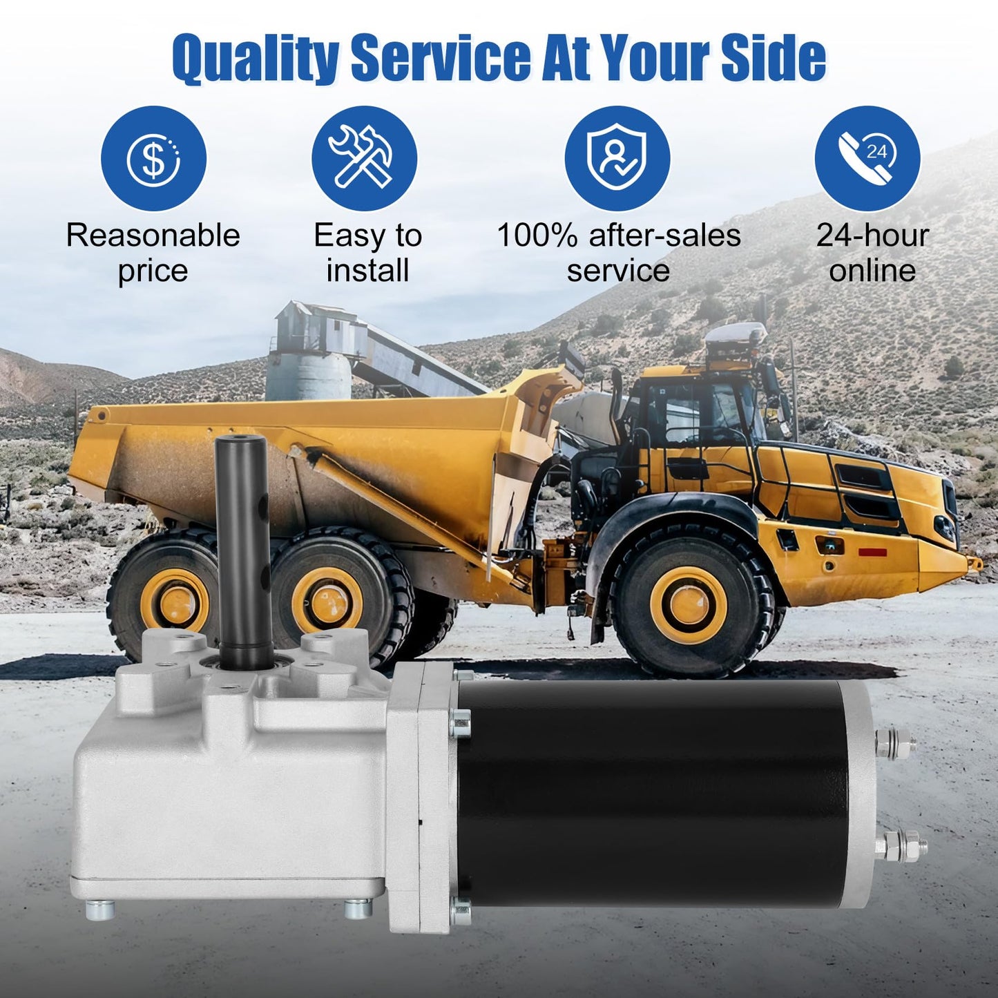12V 2.0 HP 90:1 900 Watt Dump Truck Roll Tarp Motor with Chrome Cover,Universal Replacement Dump Truck Trailer Tarp Motor, fit for Transport Trucks, Heavy Trucks(1 Year War/y)