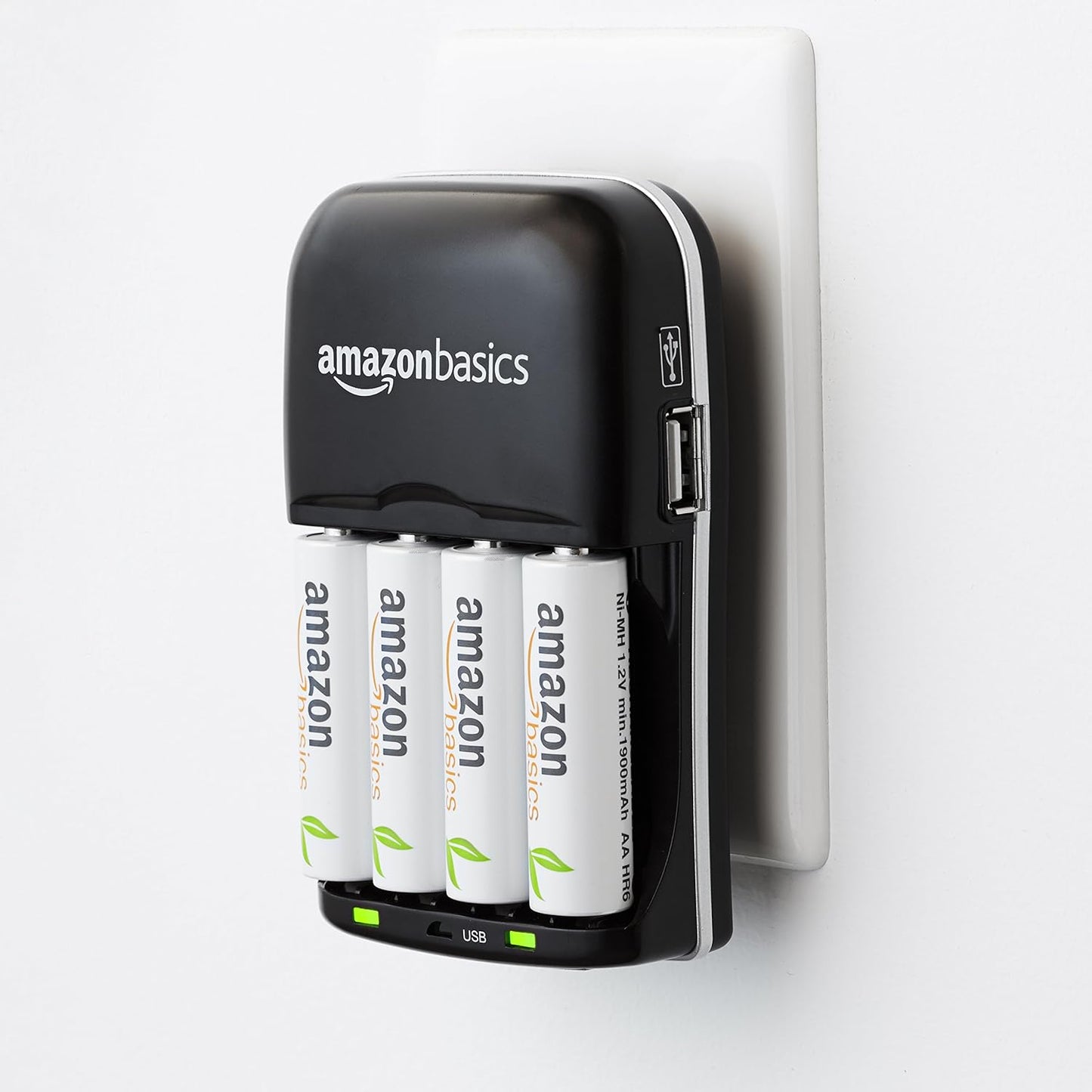 Amazon Basics Rechargeable Battery Charger for AA & AAA Ni-MH Batteries with USB Port, Portable, Travel-Friendly