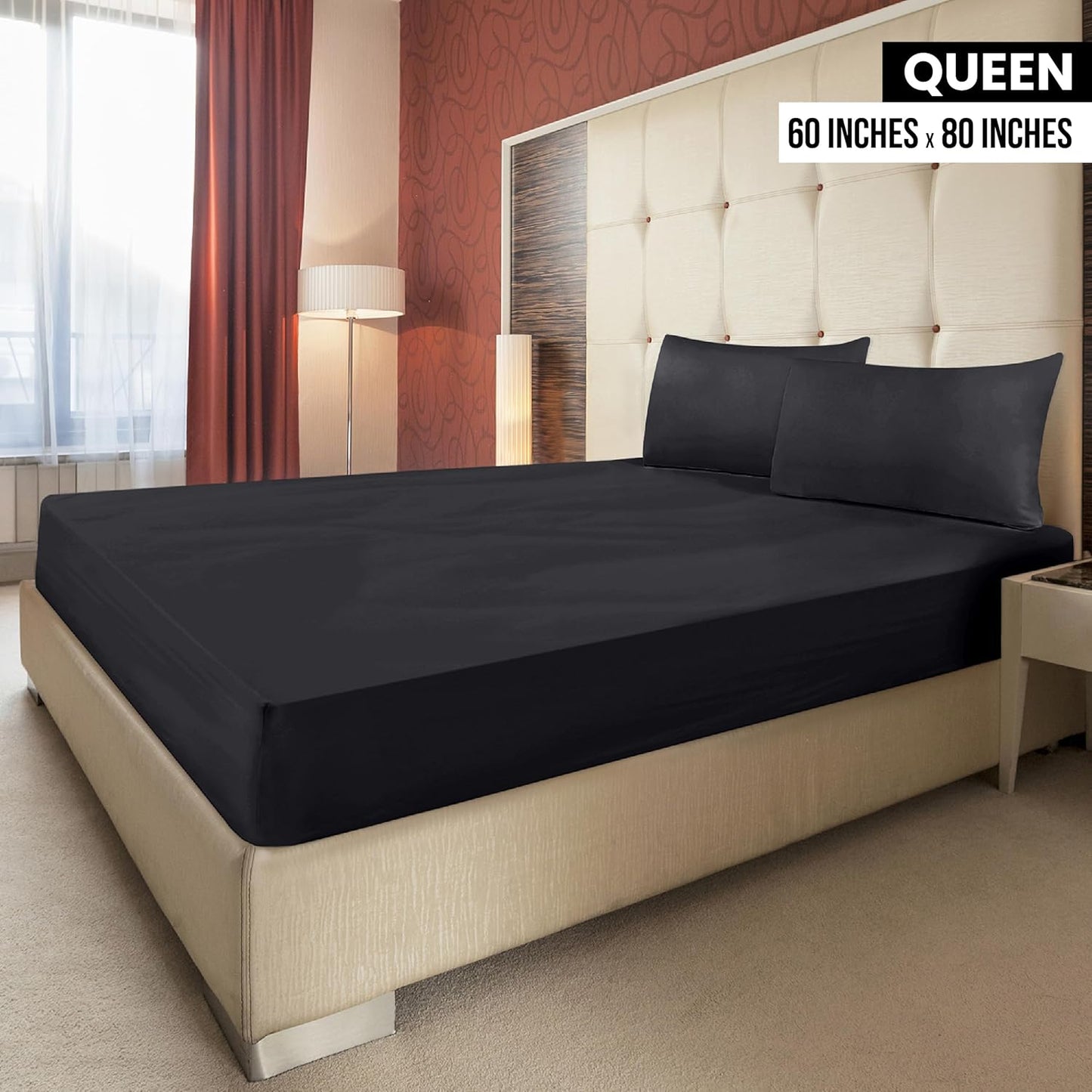 Utopia Bedding Queen Fitted Sheets - Soft Brushed Microfiber - Deep Pockets - Fade & Shrinkage Resistant - Black