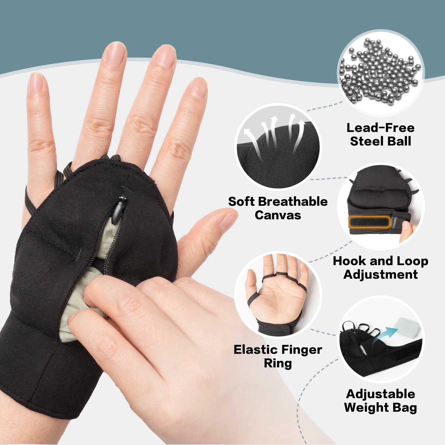 Bottle Pouch Weighted Gloves for Tremors-Adjustable Hand Gloves Stability Aid for Parkinson's Hand Tremors, Enhanced Grip & Writing Support for Elderly