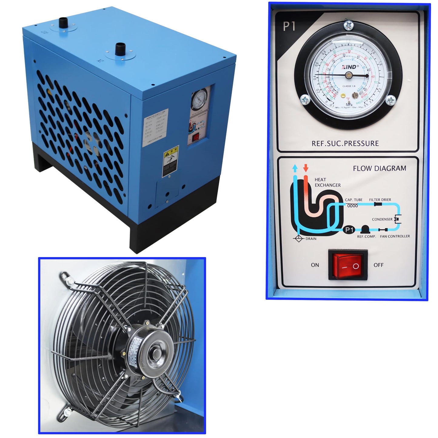HQHAOTWU 7.5C Refrigerating Dryer Air Compressor Refrigerated Air Drying System 35 CFM Flow Capacity 30HP Air Compressors 220V