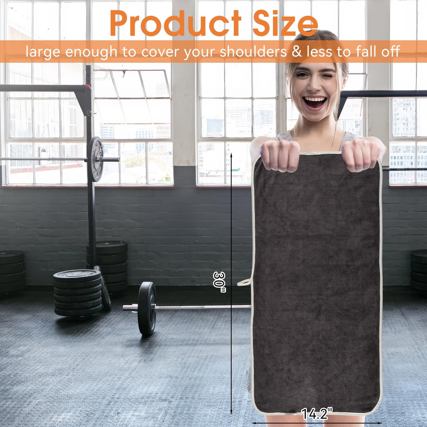 Hoiny 3 Pack Microfiber Gym Towels (14.2" x 30"), Super Soft, Quick Drying, Absorbent Towel for Fitness, Yoga, Swimming, Sports, Workout, Skin-Friendly for Women Men (Grey/Blue/Purple)