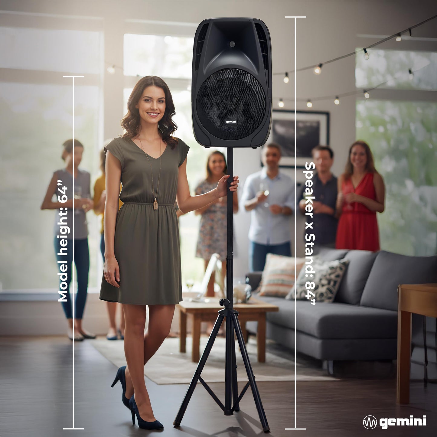 Gemini Portable PA System Bundle with Stands – 6-Channel Powered Mixer, Dual 10" Speakers, Wired Mic & Cables – Bluetooth Music Streaming for DJs, Karaoke & Small Events (ES-210MXBLU-ST)