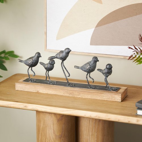 Deco 79 Metal Bird Decorative Sculpture Home Decor Statue, Accent Figurine 18" x 4" x 7", Gray
