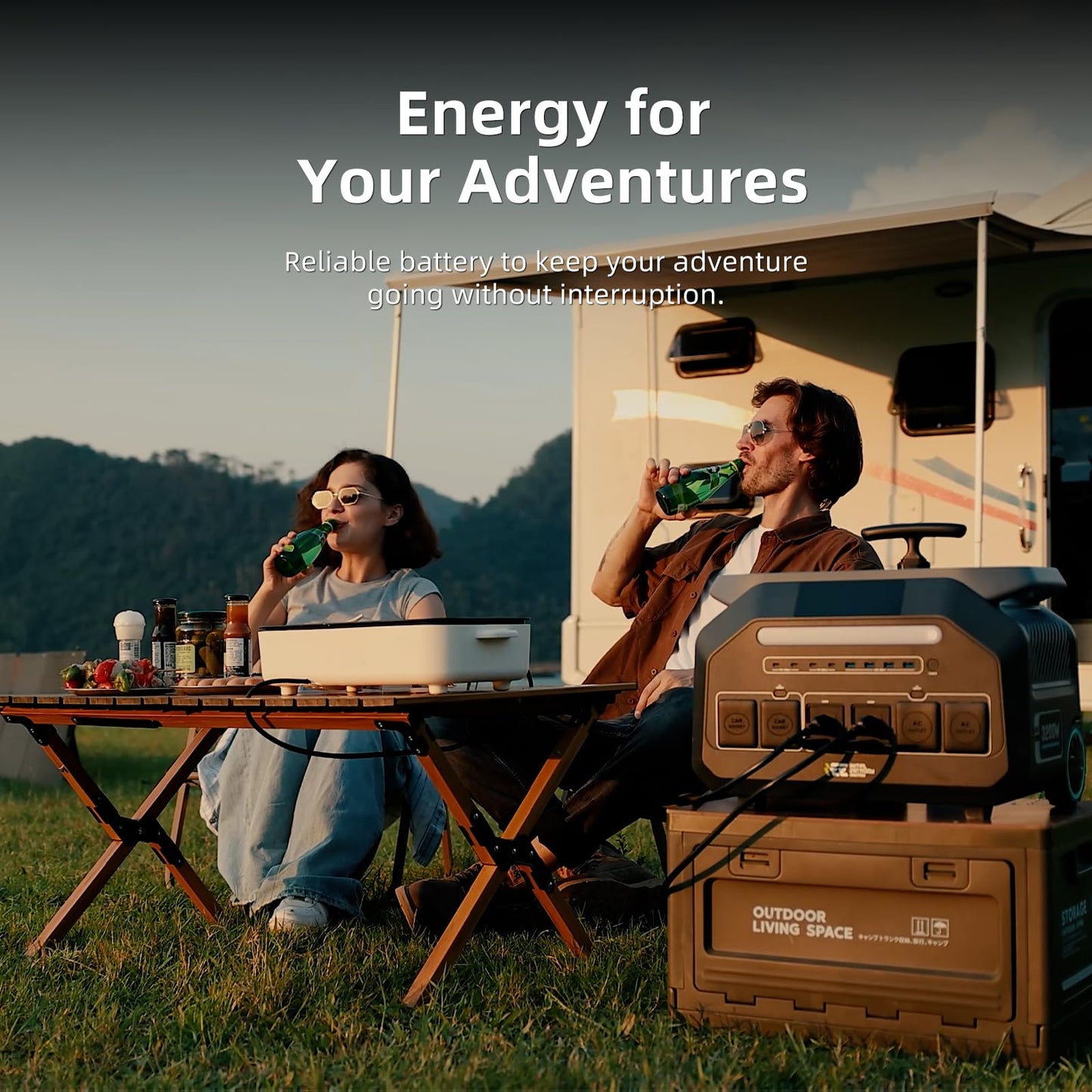 IEE 2400W(4800W Peak) Portable Power Station P2400, 2048Wh LiFePO4 Solar Generator with 500W Solar Panel, 1800W AC & 500W Solar Charging, 16 Output Ports, APP & EPC, for Home/Camping/RV/Emergency