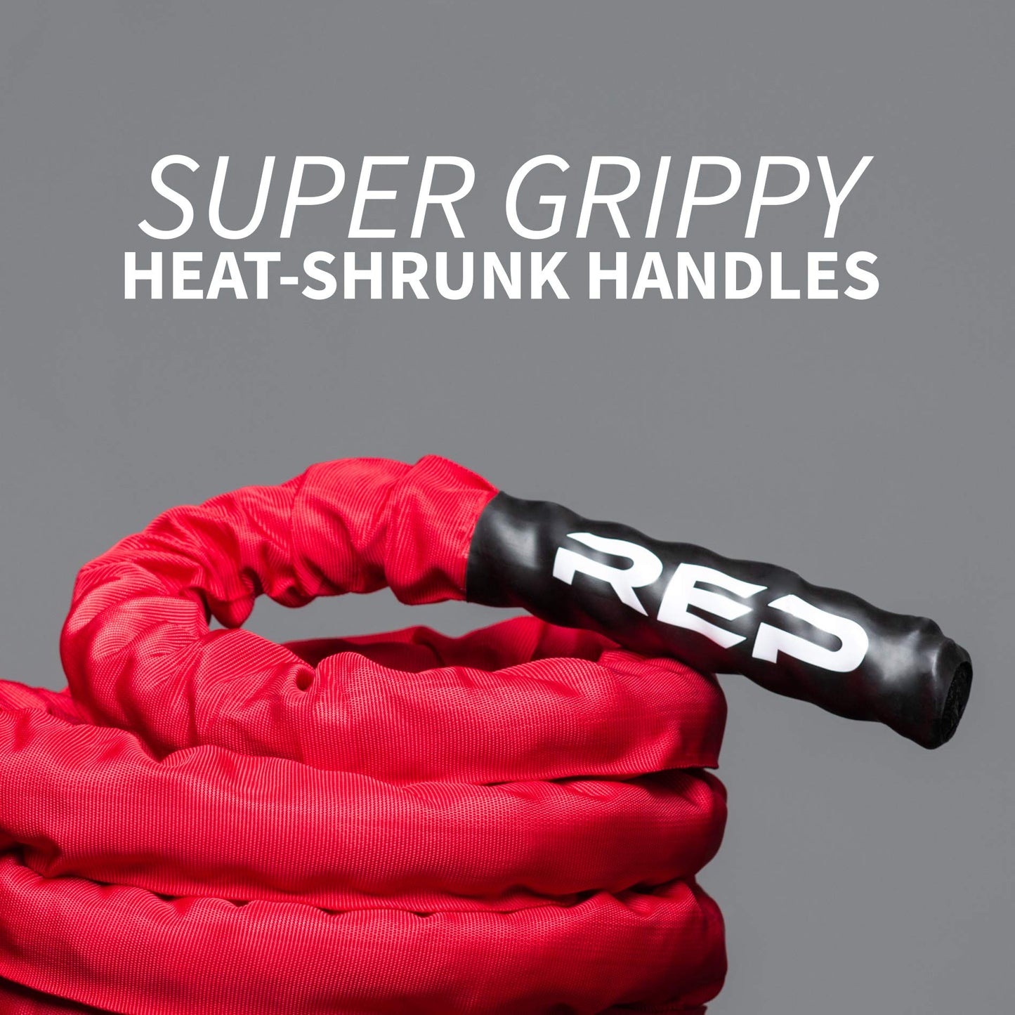 REP Battle Ropes - PolyDacron Battle Rope for Strength and Conditioning Workouts – 1.5" and 2" Diameter, 30ft, 40ft, 50ft Lengths with Optional Cover Sleeve (Red with Sleeve, 1.5 x 50 ft)