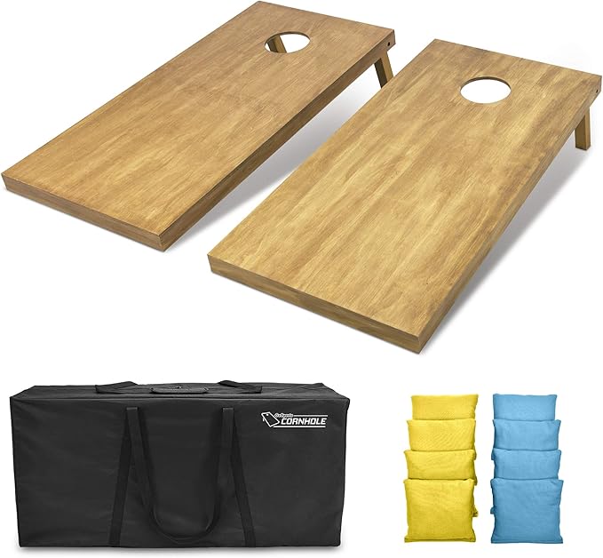 GoSports 4 ft x 2 ft Regulation Size Wooden Cornhole Boards Set - Includes Carrying Case - Full Regulation Size Bean Bag Toss Boards