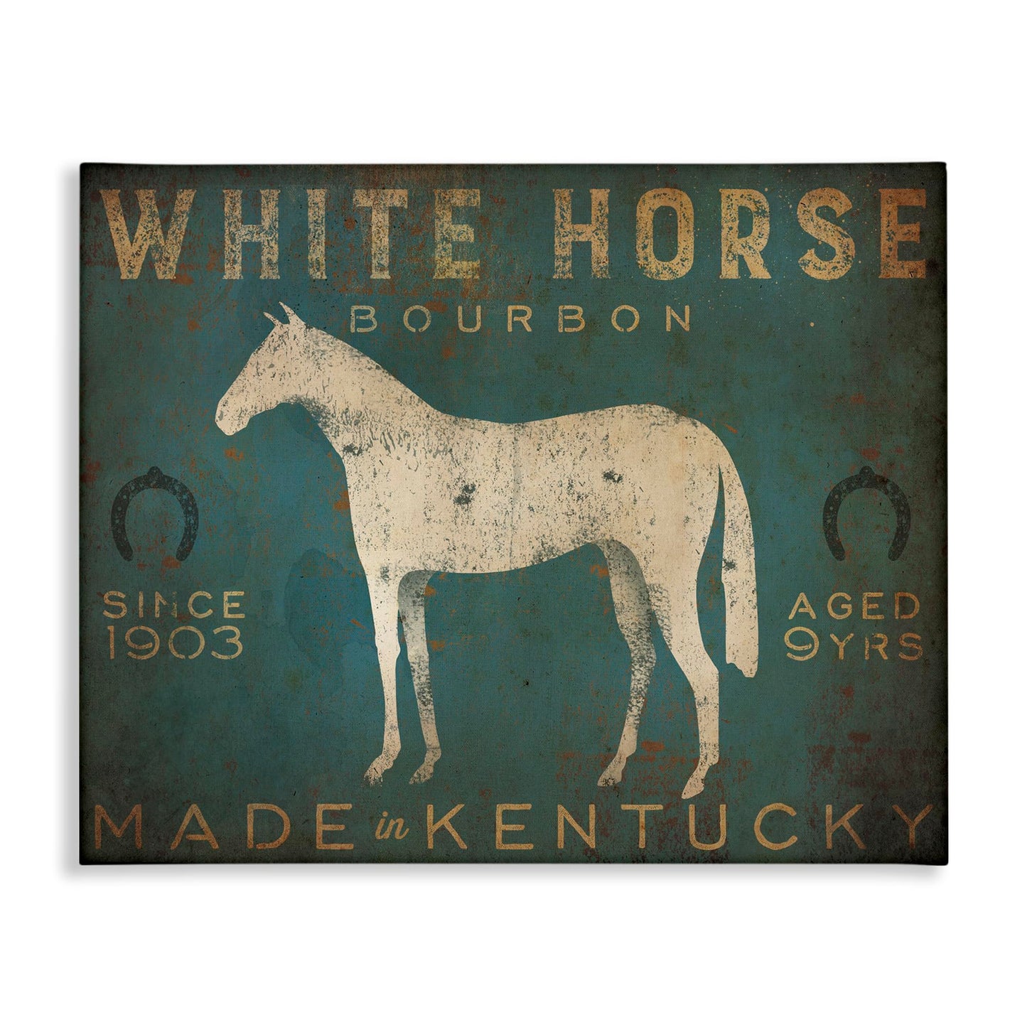 Stupell Industries 'White Horse Bourbon Vintage Sign', Canvas Art, 40 x 30 Inches, Easy to Hang and Sturdy, Made in USA, by Ryan Fowler