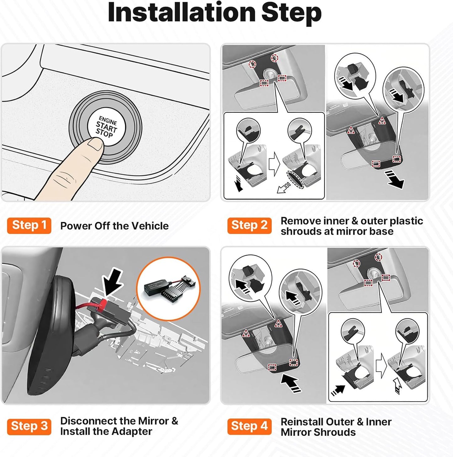 Rkakneecs (7-pin Dashcam Power Adapter Type B), Compatible with Select Nissan, Mitsubishi, Toyota, & More. Connects