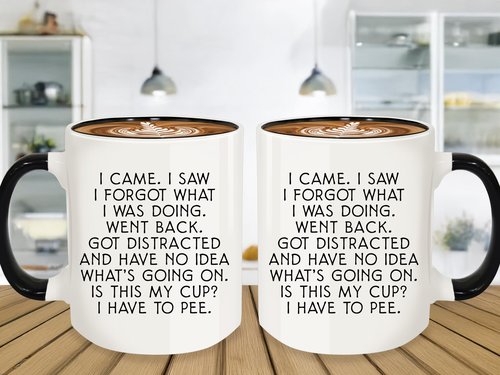 MQPPKJ I Came I Saw I Forgot Funny Coffee Mug 12oz, Birthday Gifts for Women Men, Gag Gifts Novelty Adult for Grandma Grandpa Mom Dad Gift Mothers Day Fathers Day Christmas