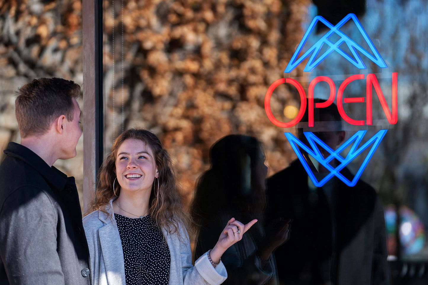 Open Sign for Business with 49 Color Combinations – ULTRA BRIGHT LED Neon Sign Visible Day and Night – Large Window Sign – by Element Lux Signs – 20 x 22in