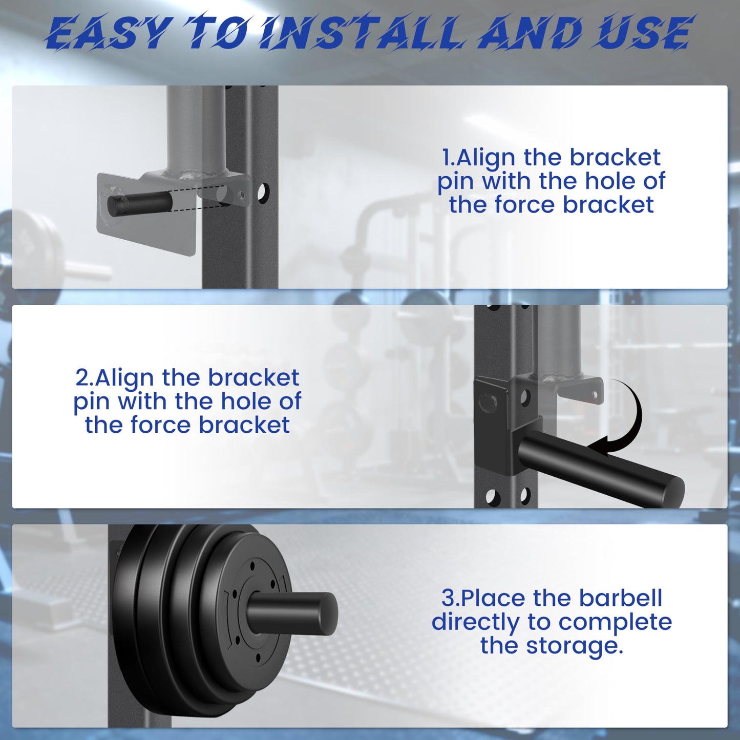 EVERYMATE Power Rack & Squat Rack Attachments Olympic Weight Plate Holder – Fits 3x3 Inch Tubes, 1" Hole – Bumper Plate Storage（4 pack）