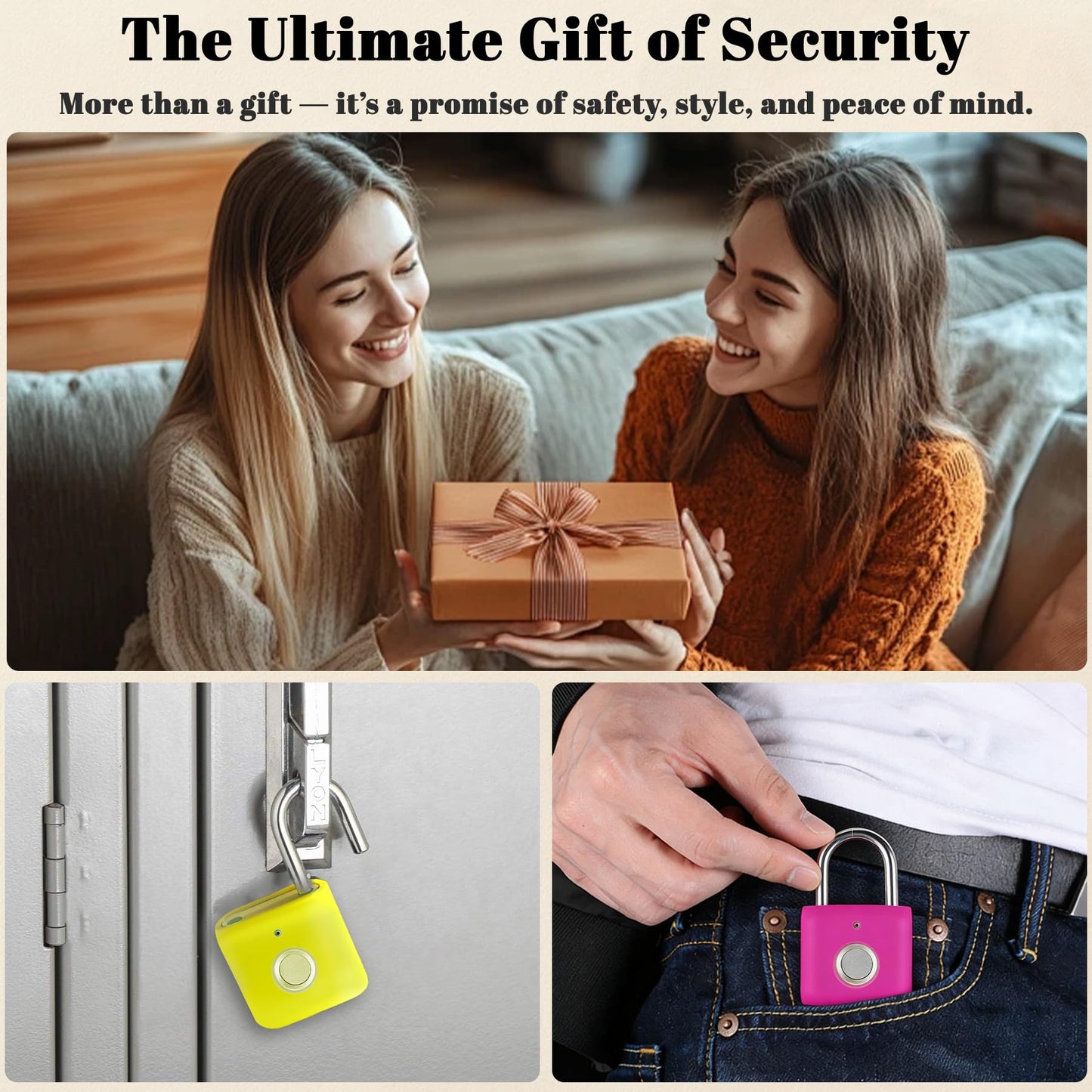 UMIKSMART Biometric Fingerprint Padlock with Silicone Cover, Smart Keyless USB Rechargeable Security Lock for Gym Locker, Gate, Fence, Cabinet