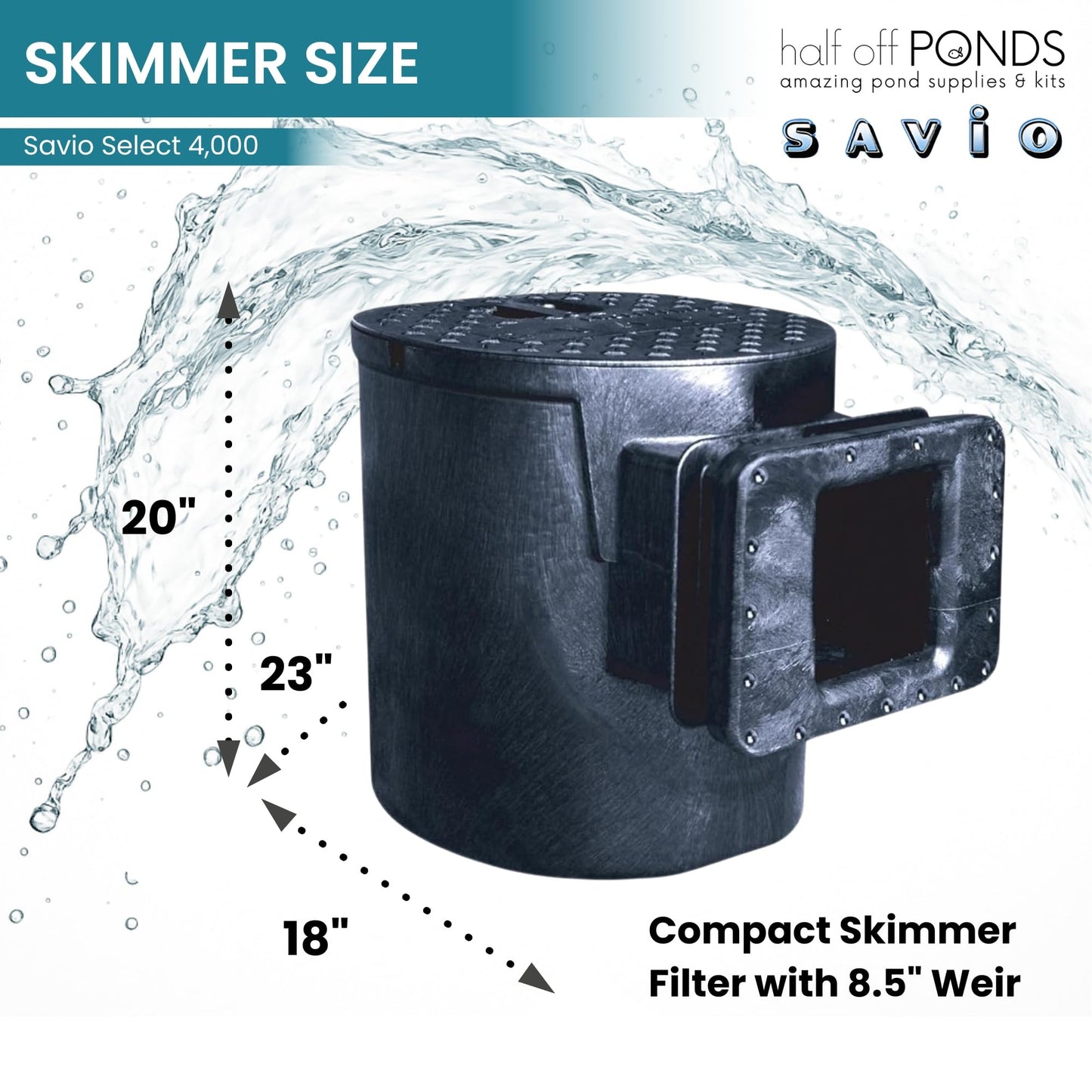 HALF OFF PONDS Savio Select 4,000 GPH Submersible Pump Pond Kit with 20' x 25' EPDM Rubber Pond Liner, UV Clarifier for Water Garden & Koi Pond