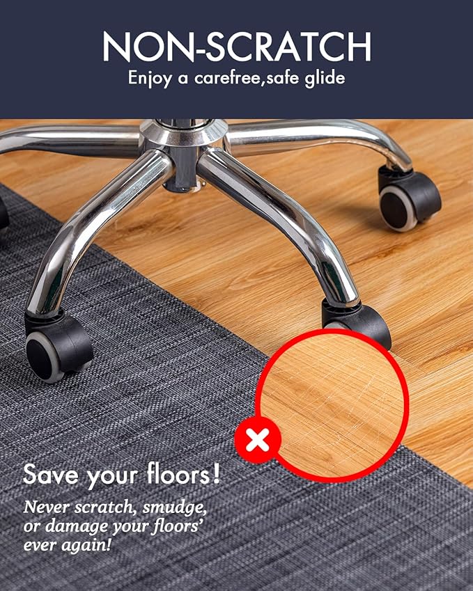 BARoyal Office Chair Mat for Hardwood Floor Under Desk Computer Rolling Chair Mat for Wood/Tile Floor Non-Slip Heavy Duty Desk Rug PVC Plastic Hard Floor Protector 46"x 60" (Cool Grey)