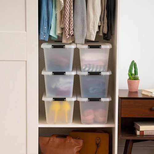 IRIS USA 6-Pack Clip Box - 13 Quart Craft Storage Bins for Home, Office & Classroom Organization