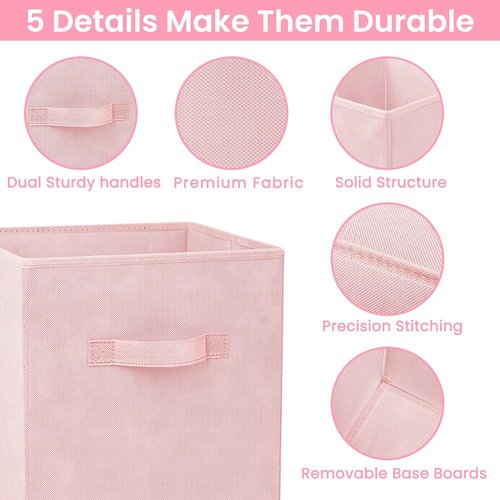 Criusia Storage Cubes - 11-Inch Heavy-Duty Fabric Bins for Organizing Clothes & Toys | 8-Pack Pink