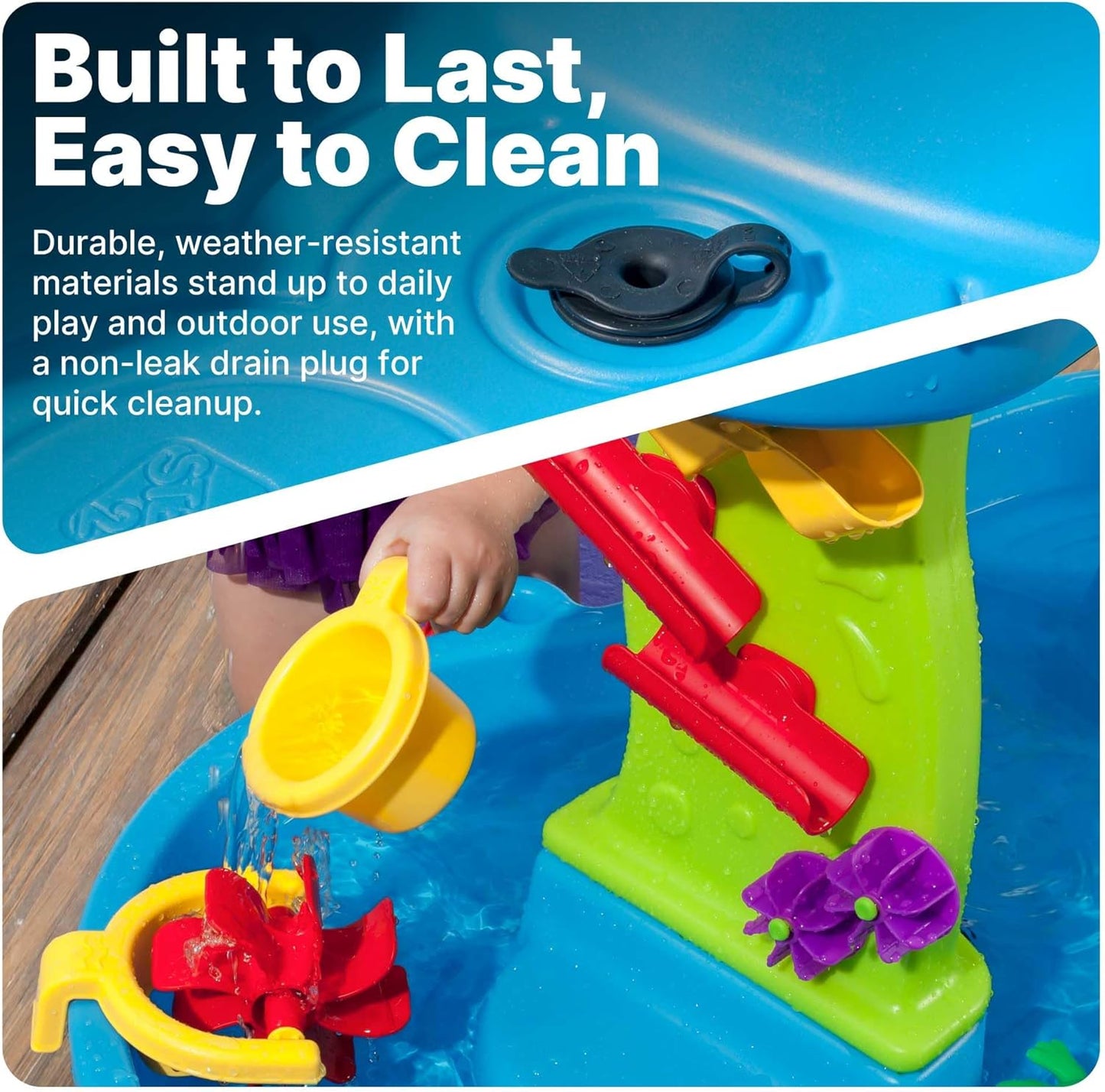 Step2 Rain Showers Splash Pond Water Table - Kids Sensory Playset with 13 Accessories | Outdoor Fun for Toddlers 1.5+ Years, Blue & Green