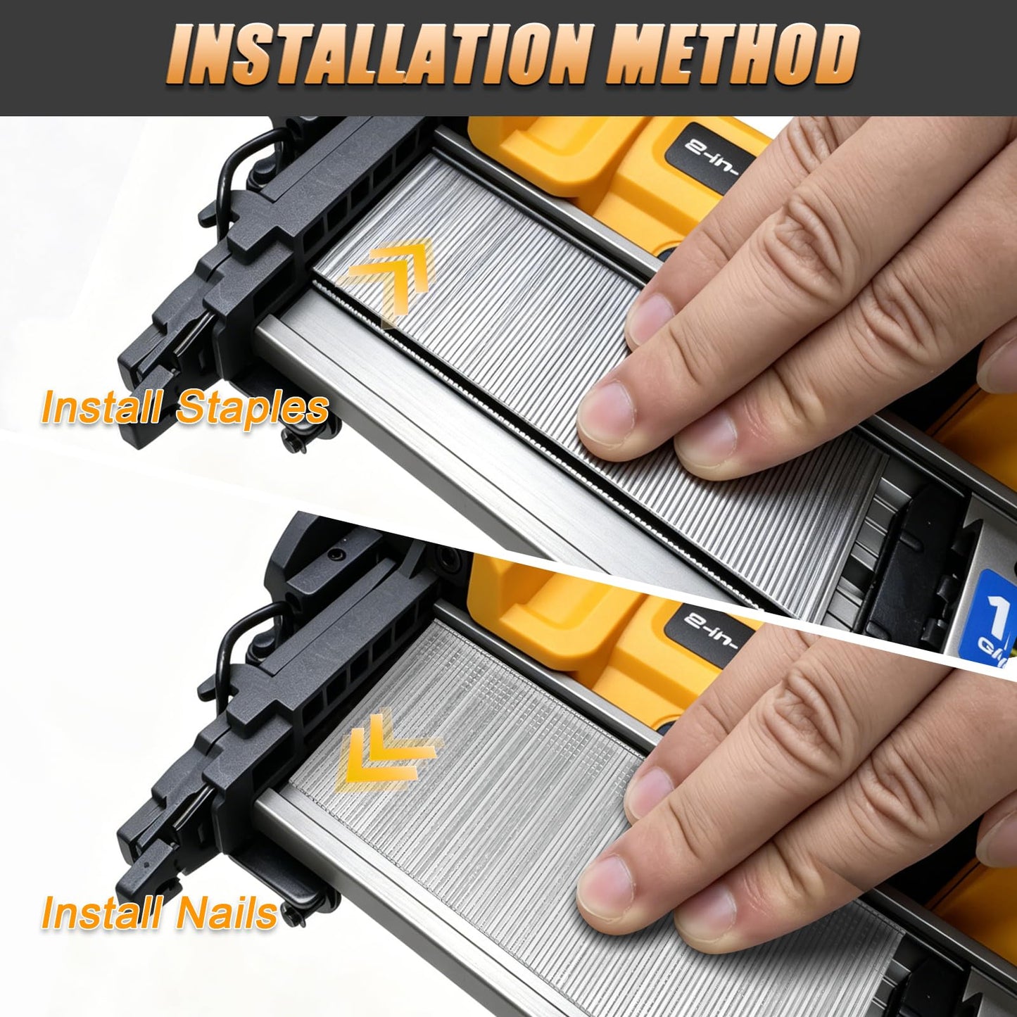 Cordless 2" Brad Nailer Compatible with DeWalt 20V Battery (No Battery), Heavy-Duty 2 IN 1 Electric Nail Gun/Staple Gun 18GA, Battery Powered Brad Nailer for Woodworking & Home Improvement, 6.68 LBS