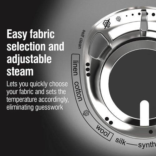 CHI Steam Iron - Professional Grade 1700 Watts with 8’ Retractable Cord & Titanium Soleplate - Black/Chrome