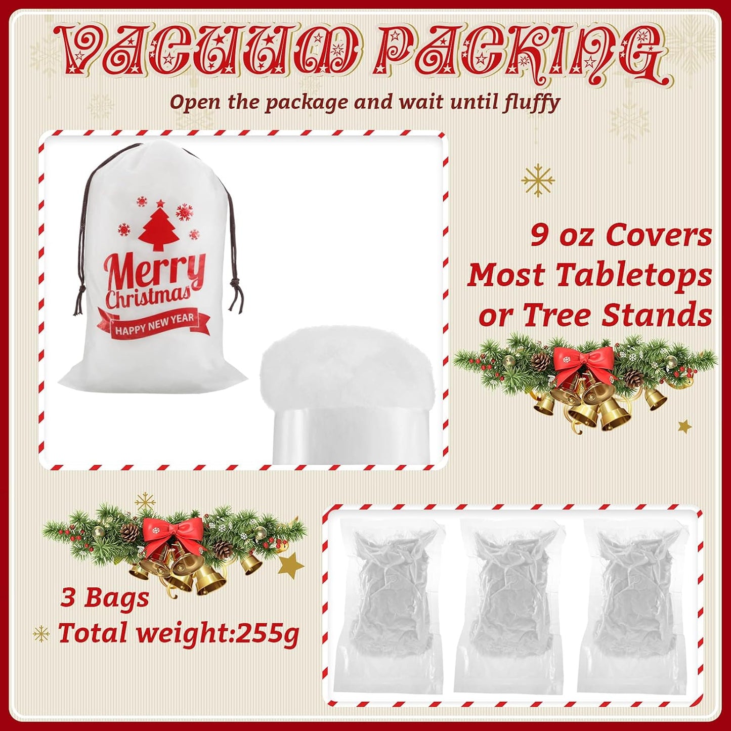 Shappy Christmas Fake Snow Decor - Fluffy Artificial Snow Blanket for Indoor Winter Decoration | 3 Bags