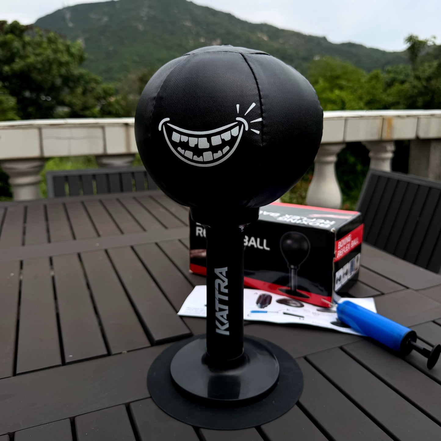 KATTRA Desktop Punching Bag with Suction Cup, Stress Relief Ball, Heavy Duty Grin Face Boxing Bag, Portable Mini Punching Bag,White Elephane Gift,