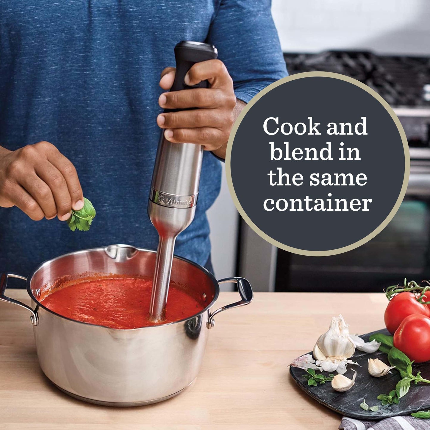 Vitamix 5-Speed Immersion Blender, Professional-Grade Hand Blender with 625-Watt Motor and Stainless-Steel Blade, Stainless Steel/White