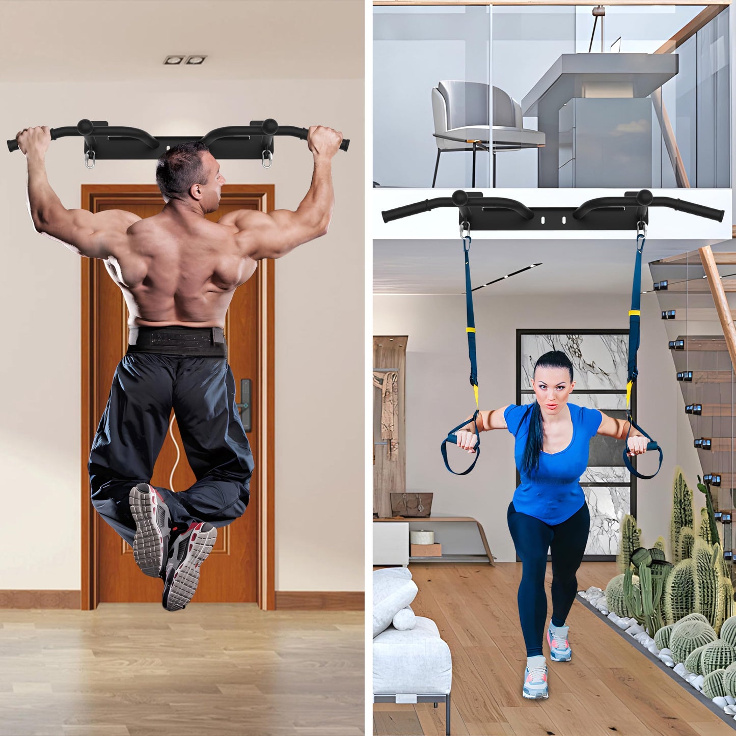 Wall Mounted Pull Up Bar - Heavy Duty Chin Up Bar, Pull-Up Bar for Garage, Joist, Wall Mount - Multifunctional Fitness Bar, Supports up to 600 Lbs