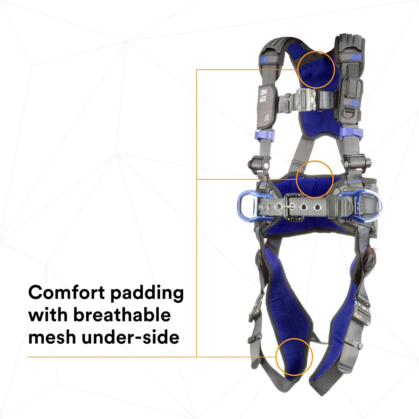 3M 1113130 DBI-SALA ExoFit X300 Comfort Construction Positioning Safety Harness, Construction Fall Protection, Aluminum Back and Hip D-Rings, Auto-Locking Quick Connect Leg and Chest Buckles, X-Large