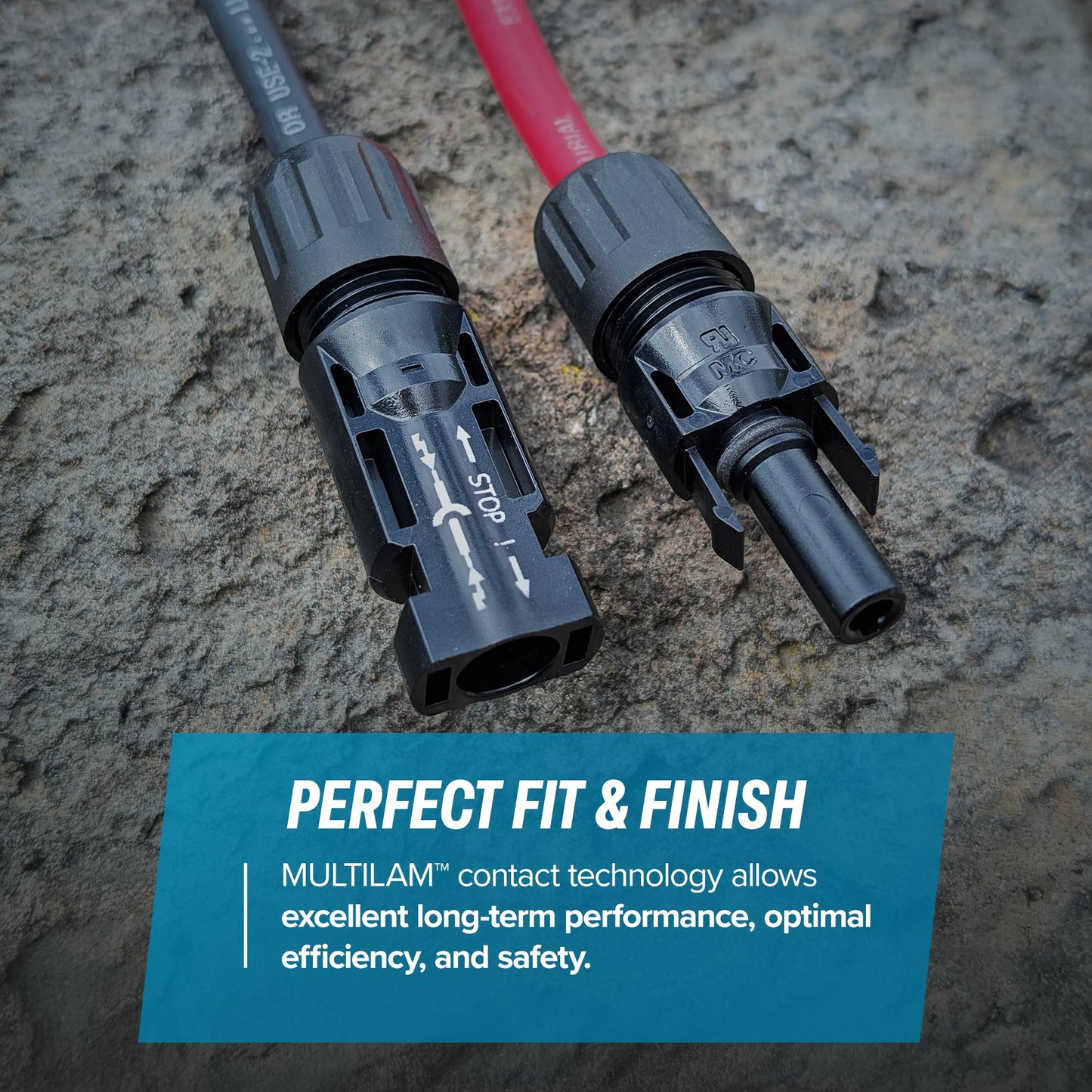 TEMCo Solar Panel Extension Cable 8 AWG 100 Ft Red + 100 Ft Black w/Staubli MC4 Connectors