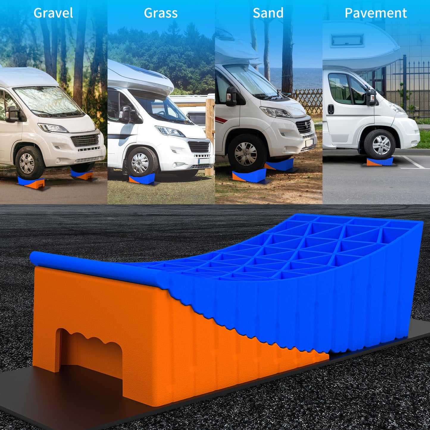 BEBOBLY Camper Leveler, 2 Pack RV Leveling Blocks, Camper Wheel Chocks Up to 35,000 lbs, Heavy Duty Curved Levelers, RV Camper Leveler Kit with Anti-Slip Mats and Carrying Bag