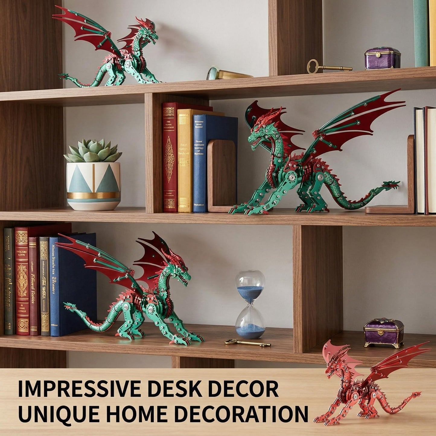 LONGPIN 3D Model Kits for Adults,Metal Dragon Puzzle Building Set,Collectible Mechanical Engineering Crafts for Home Office Decoration & Gift(Golden)