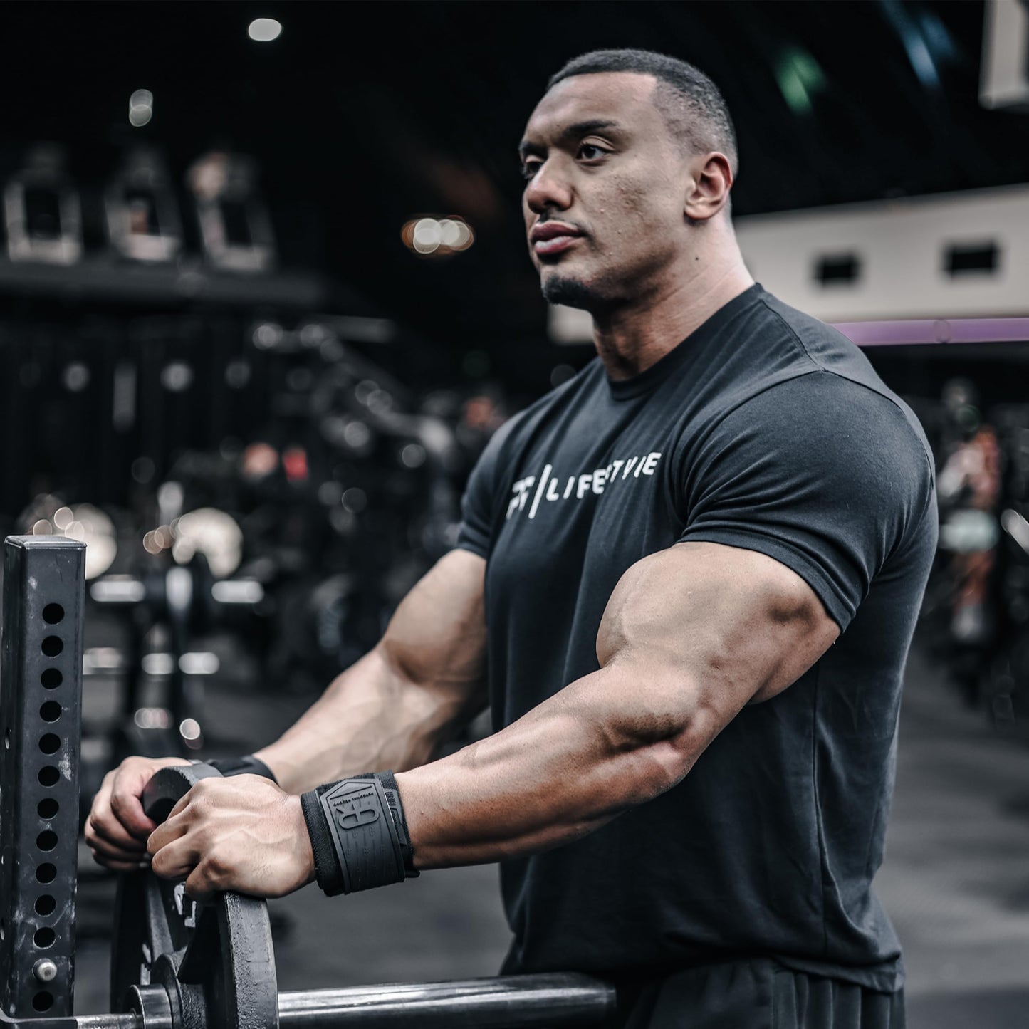 PR Personal Record Heavy Duty Premium Wrist Wraps, More Elasticity, Reinforced Stitching, Extra Wide Strap, Strong Thumb Loop, Larry Wheels Weightlifting Wraps, Lifting Wrist Wraps - All Black