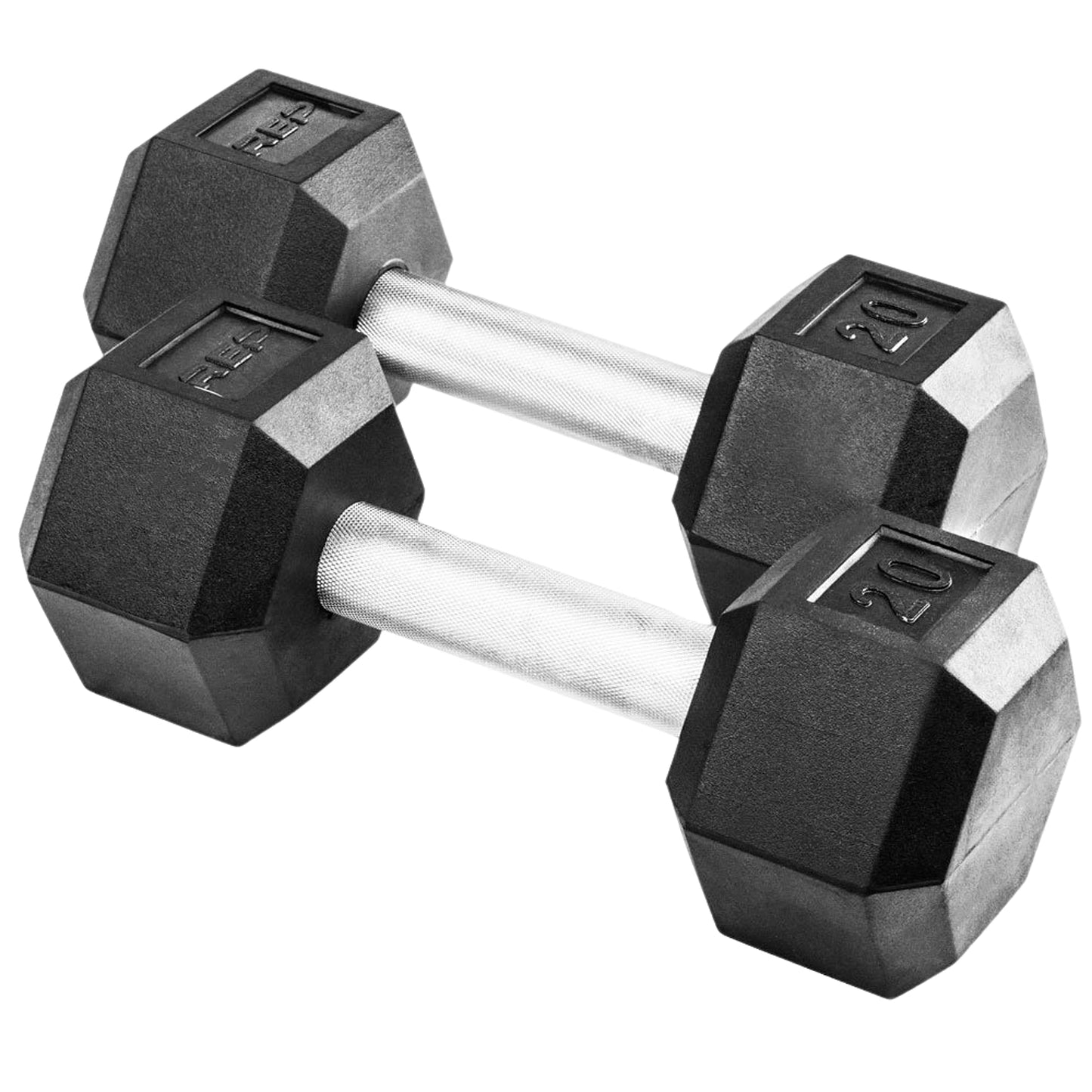 Rep Rubber Hex Dumbbells, 20 lb Pair