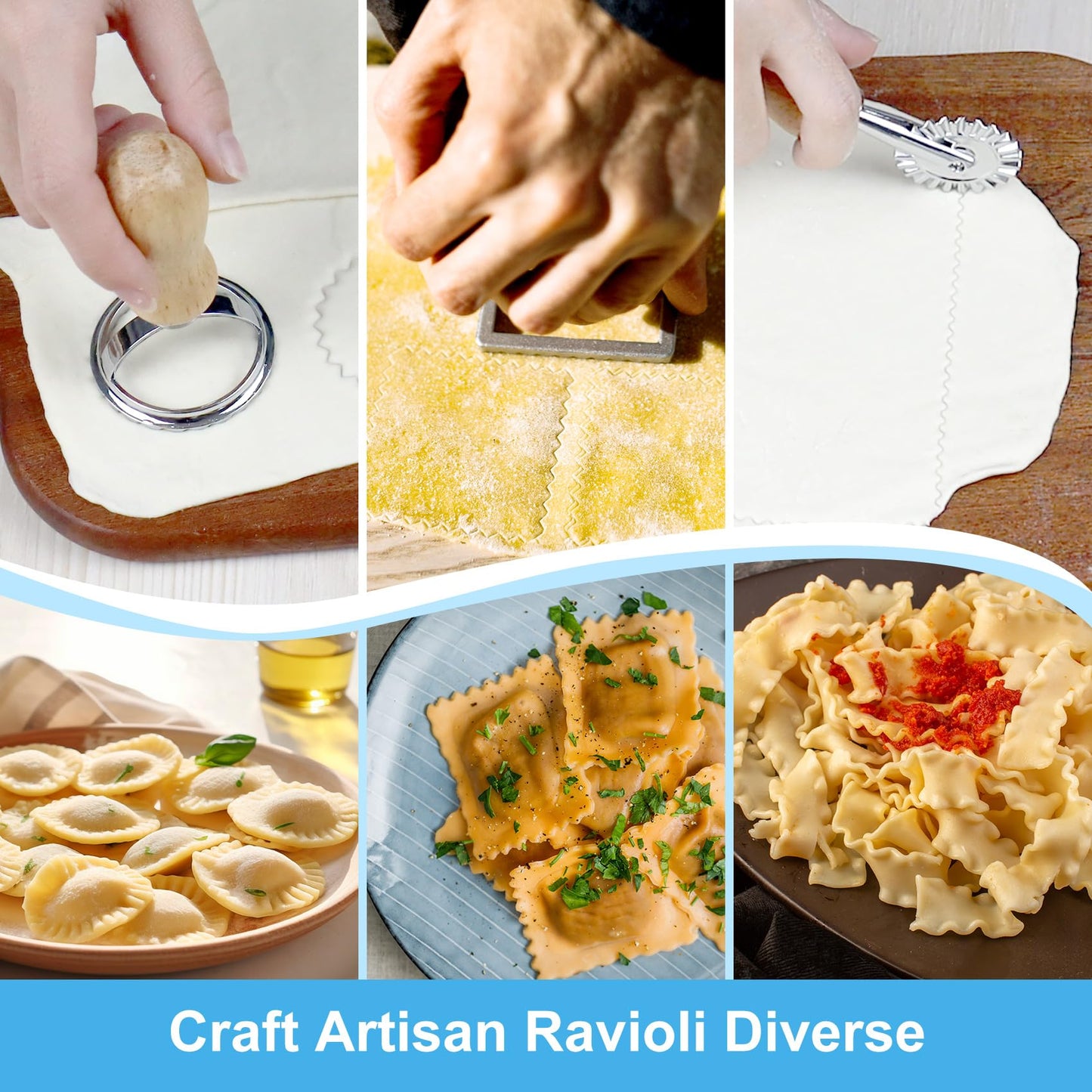 Pasta Making Tools Set, 13 PCS Pasta Making Kit Pasta Making Accessories Homemade Noodle Kit Ravioli Cutter Set