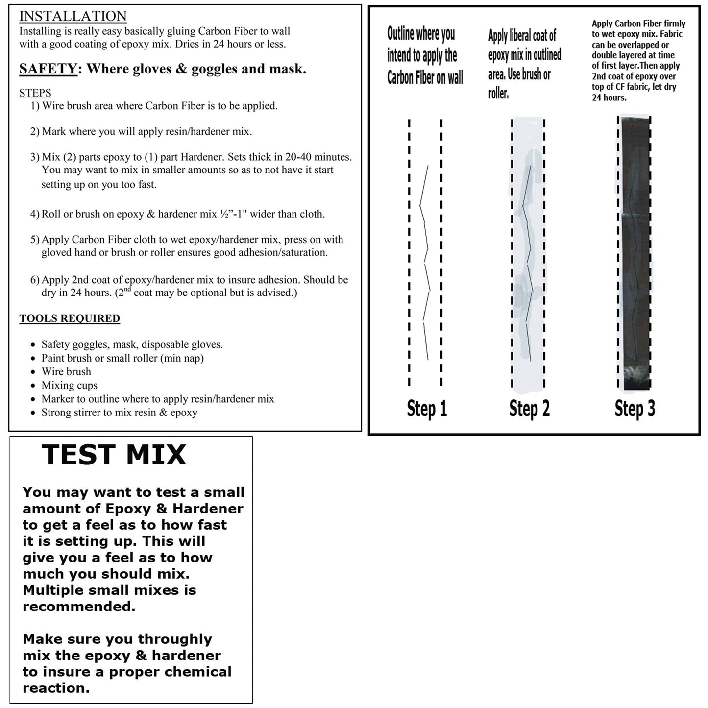 100 ft - Carbon Fiber-Basement Wall Crack Repair Kit - Carbon Fiber Foundation Wall Repair - Easy to use Includes Instructions