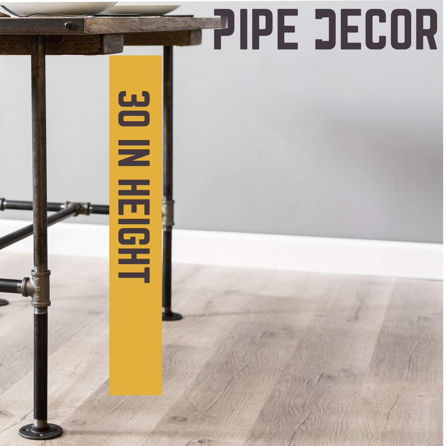 PIPE DECOR Industrial Kitchen Dining Table Base, 3/4 Inch Pipe, 30 Inch Height Rustic Metal Frame for Home Office, Basement, Study - Poker Design