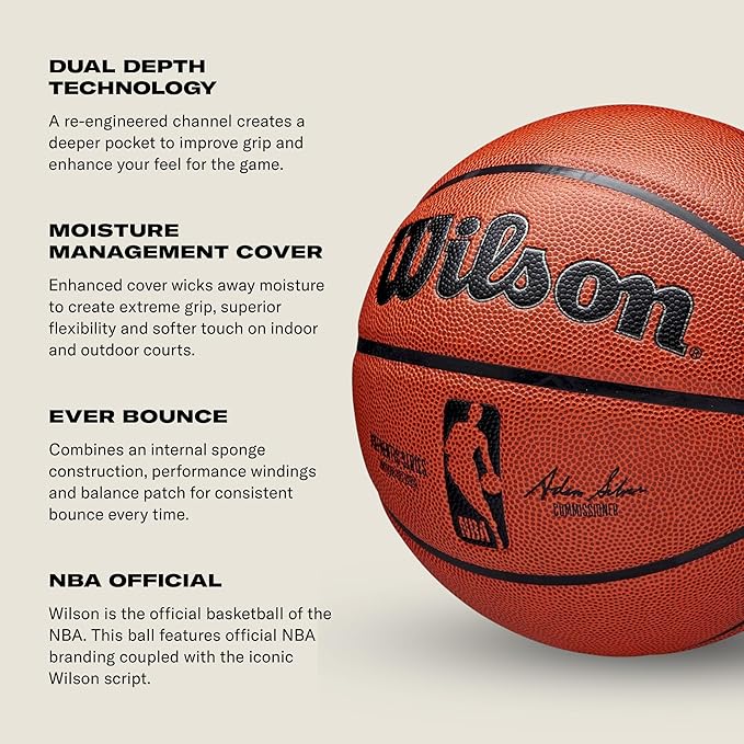 WILSON NBA Authentic Indoor/Outdoor Basketballs - Size 3, Size 6 and Size 7