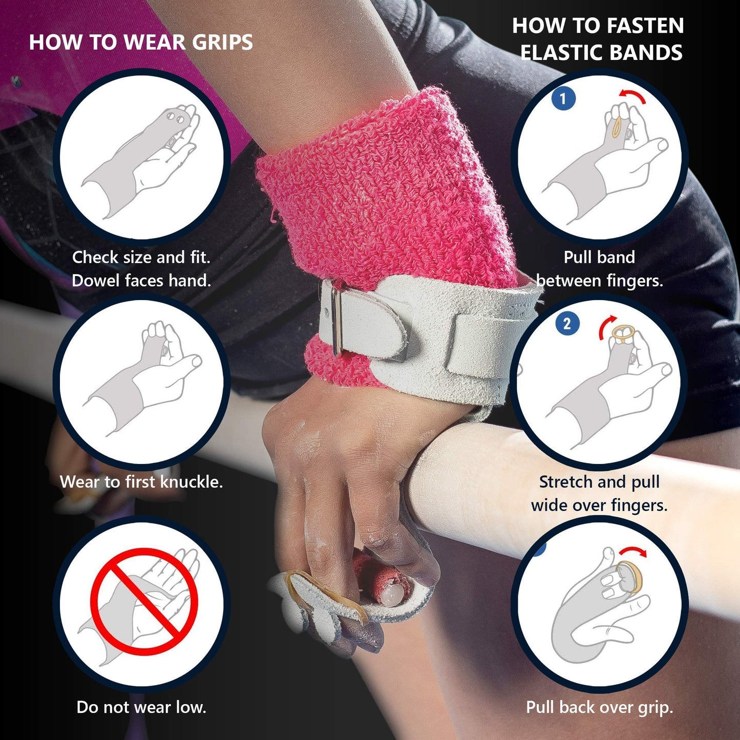 US Glove Women Hot Shot Uneven Bar Gymnastics Grips - Women Gymnastics Bar Grips, Made in USA Gymnastics Uneven Bar Grips for Girls, Leather Gymnastics Equipment Grips, Double Buckle, Size 3 (6 3/4")