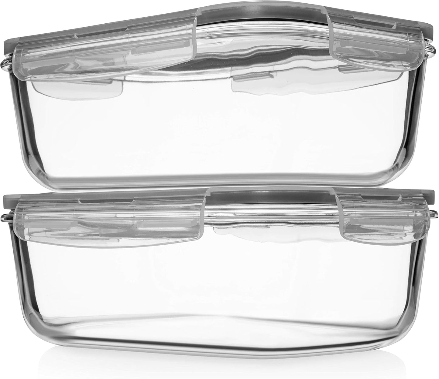Skiennix Large Glass Food Storage Containers - 4 Piece Set with Locking Lids | BPA Free & Leak Proof, 8 Cups/63 Oz
