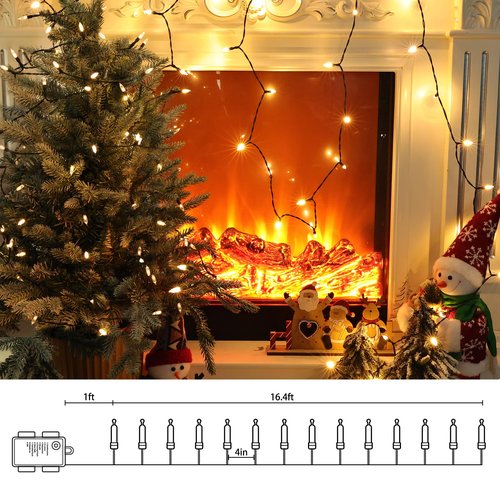 Lomotech Battery Operated Christmas Lights - 2 Pack Total 33ft 100LEDs Mini String Lights 8 Modes Waterproof with Timer for Home, Garden, Party, Holiday, Tree Decoration (Green Wire, Warm White)