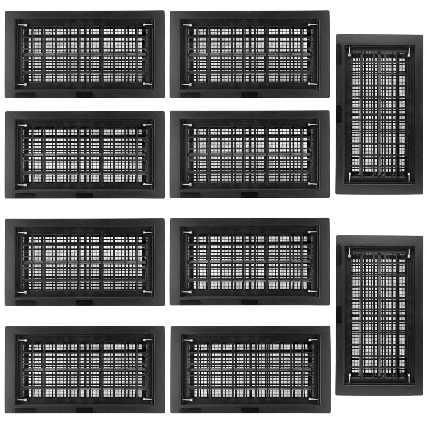 10 Pack 8" x 16" Automatic Foundation Vent for Ventilating Crawl Space Replacement Auto Air Vent, Black