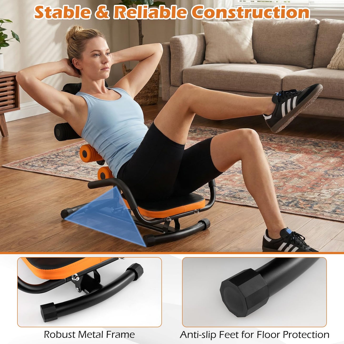 Goplus Ab Machine, Core Abdominal Trainer w/ 3-Position Adjustable Backrest, Foam Support, Ab Trainer Sit Up Bench Chair Ab Rocket Exercise Equipment for Home Gym Full-Body Workout