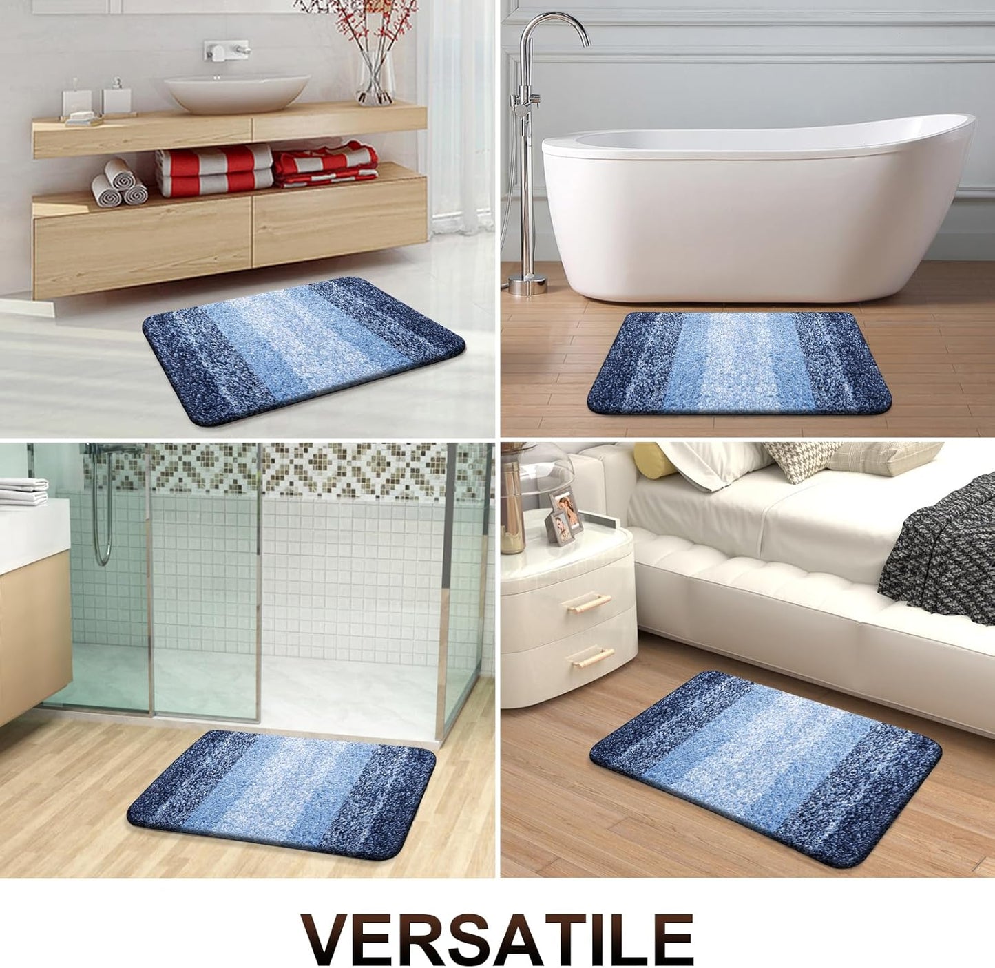OLANLY Bathroom Runner Rugs - Extra Soft Microfiber Bath Mats | Quick-Dry, Machine Washable, 59x20, Navy