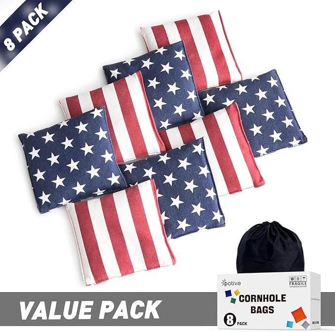 Cornhole Bags Set of 8 Regulation Corn Hole Bean Bags for Cornhole Game, Professional Weather Resistant Corn Hole Bags with Tote Bag