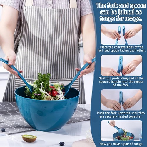 LUXEAR 14-Piece Mixing Bowls Set - Super Large Plastic Nesting Bowls with Lids & 2-in-1 Spoon | Microwave & Dishwasher Safe